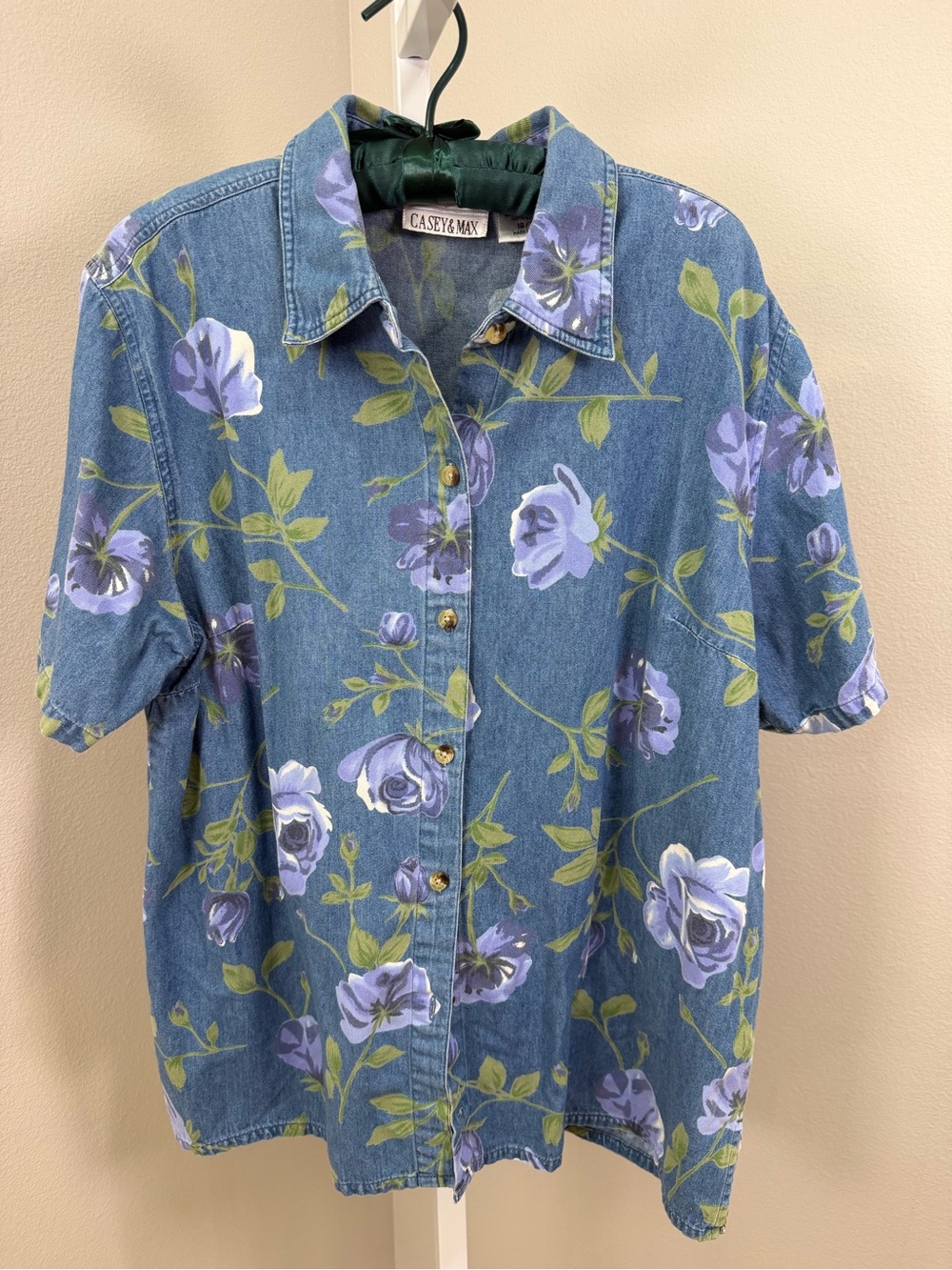 Casely & Max Floral Denim Button-Up — Lavender Roses